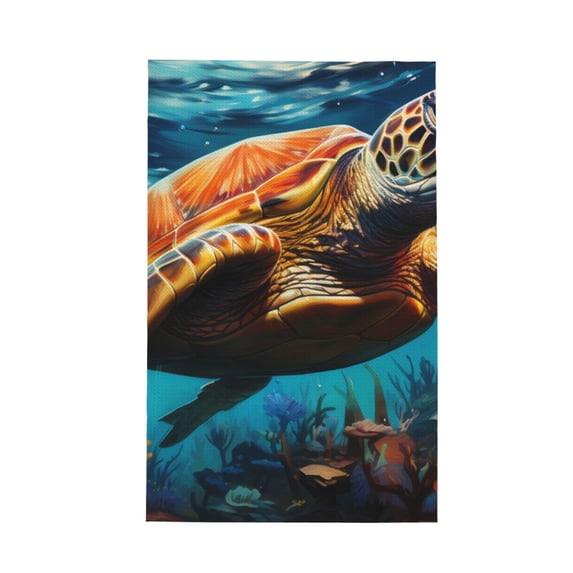 Sikiie Colorful Flower Sea Turtle Waffle Weave Kitchen Dish Cloth,Super Absorbent Kitchen Dish Towels 16*26 Inches for Dish Rags Washing Dishes, Drying Dishes