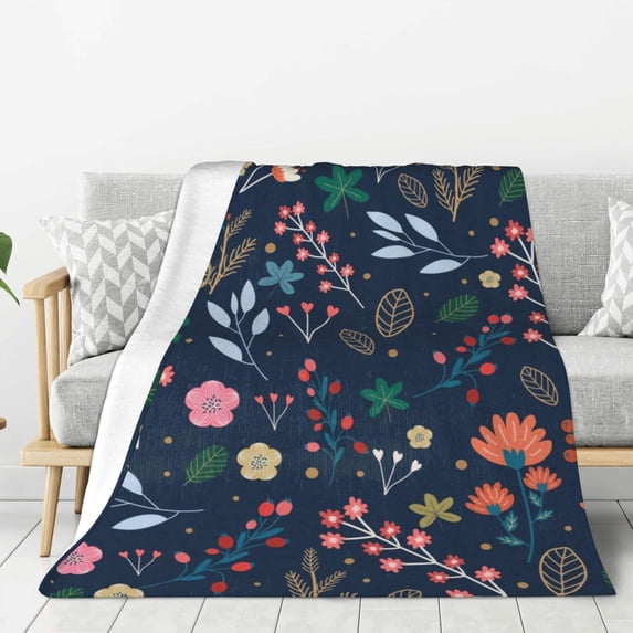 Sikiie Colorful Flowers Cozy Flannel Fleece Throw Blanket: Lightweight & Thick for All Seasons - Perfect for Women, Men, & Kids"80"x60"