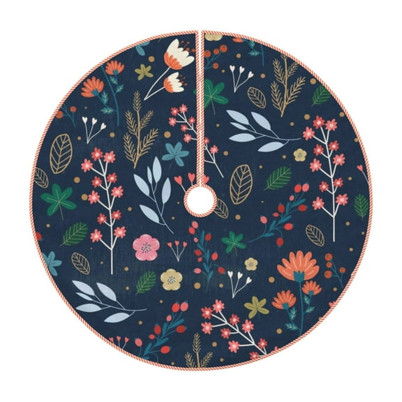 Sikiie Colorful Flowers Nativity Christmas Tree Skirt, Jesus Christian Winter Holiday Tree Mat Decoration(30-48IN)30"