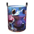thumbnail image 1 of Sikiie Colorful Frog Among Flowers Print Round Dirty Clothes Basket, Waterproof Standing Foldable Storage Basket, for Laundry Room, Bedroom, Bathroom Storage-Small, 1 of 6