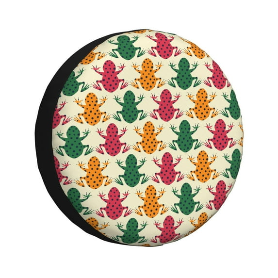 Sikiie Colorful Frogs PVC Leather Spare Tire Wheel Cover Spare Tire Cover, for Car Truck SUV Camper Trailer Universal Fit(14-17in)-14 inch