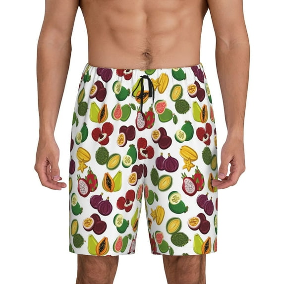 Sikiie Colorful Fruits Mens Pajama Shorts, Lightweight Lounge Pant with Pockets Soft Sleep Pj Shorts for Men4X-Large