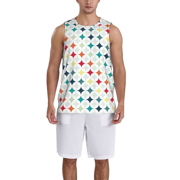 Sikiie Colorful Geometric Basketball Jersey Reversible Men's Mesh Athletic Sports Shirts Training Practice S-4XLXX-Large