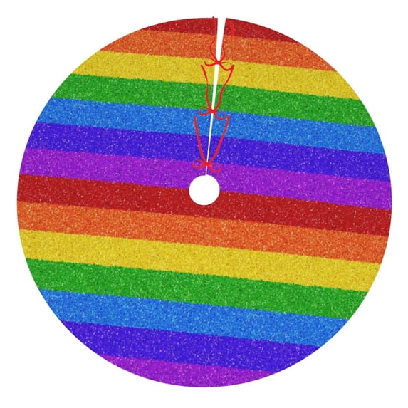 Sikiie Colorful Glitter Rainbow 30-48 inches {designName} Print Christmas Tree Skirt Snowman Xmas Tree Skirt with Edge Christmas Decorations for Holiday Party36"