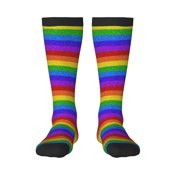 Sikiie Colorful Glitter Rainbow Knee Socks, High Socks Long Stretchy Sock Women Knee High Stocking, Long Socks for Women