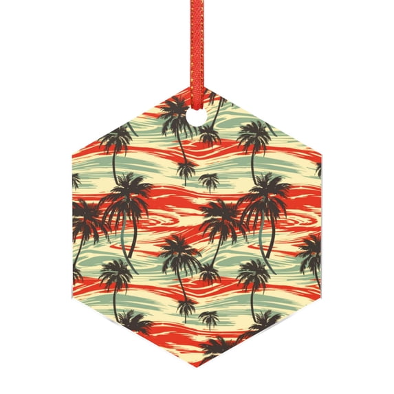Sikiie Colorful Hawaii Palms Acrylic Christmas Ornament Pendant Christmas Ornaments Hanging Ornament for Christmas Winter New Year Party -Hexagon