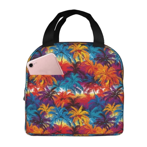 Sikiie Colorful Hawaii Palms Lunch Bag for Women & Men Adult Insulated Lunch Box, Food Lunch Containers Lunch Tote Bags for Work, Travel, Outdoor