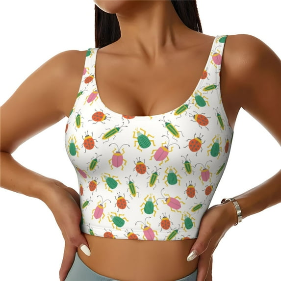 Sikiie Colorful Insect1 Sports Bra for Women, Sports Bra Athletic Running Sports Bra, Workout Bra, Yoga Bra-Small