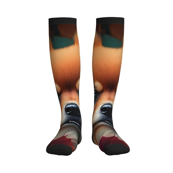 Sikiie Colorful Leaf Chihuahua 1 Pairs Compression Socks for Men and Women 15-20 mmHg Running Support Socks