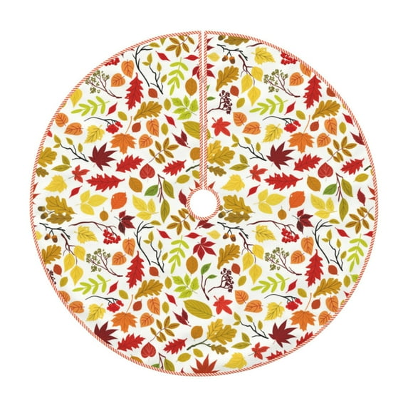 Sikiie Colorful Leaves Nativity Christmas Tree Skirt, Jesus Christian Winter Holiday Tree Mat Decoration(30-48IN)36"