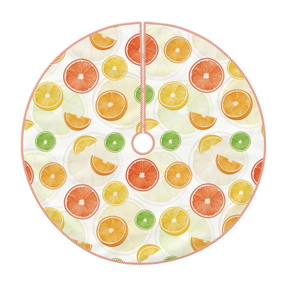 Sikiie Colorful Lemons Nativity Christmas Tree Skirt, Jesus Christian Winter Holiday Tree Mat Decoration(30-48IN)