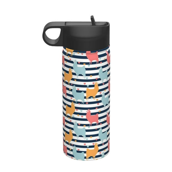 Sikiie Colorful Llama Print 18OZ Insulated Straw Cup, Portable Leak-proof Sports Water Bottle, Stainless Steel Water Cup Suitable for Home and Outdoor
