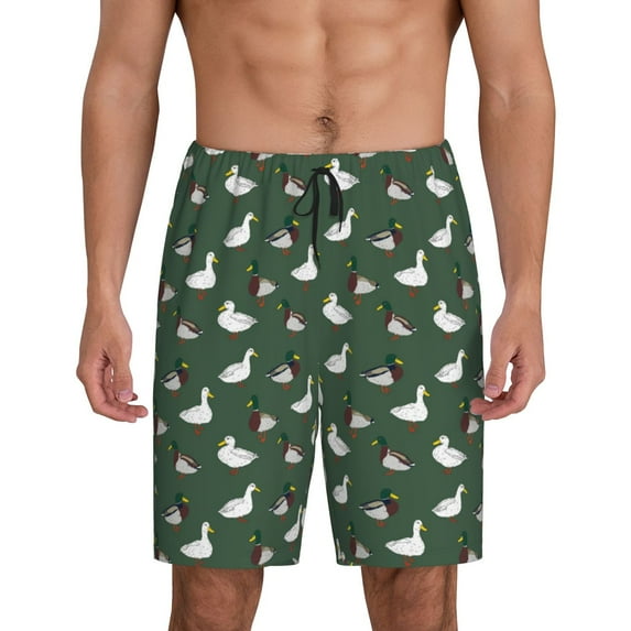Sikiie Colorful Mallard Duck Mens Pajama Shorts, Lounge Pant, Men's shorts，Sleep Pj Shorts for Men-Large