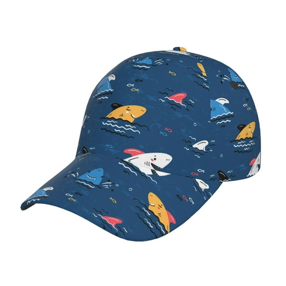 Sikiie Colorful Ocean Shark Unisex Vintage Washed Unstructured Baseball Cap Soft Cap Adjustable Unisex Baseball Hat Dad Hat