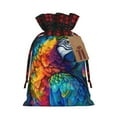 thumbnail image 1 of Sikiie Colorful Parrot Jungle Dream Christmas Gift Bags Drawstring Gift Bags Sacks Drawstring Bag Holiday Linen Xmas Wrapping Bags for Presents Party Gift-Black, 1 of 8