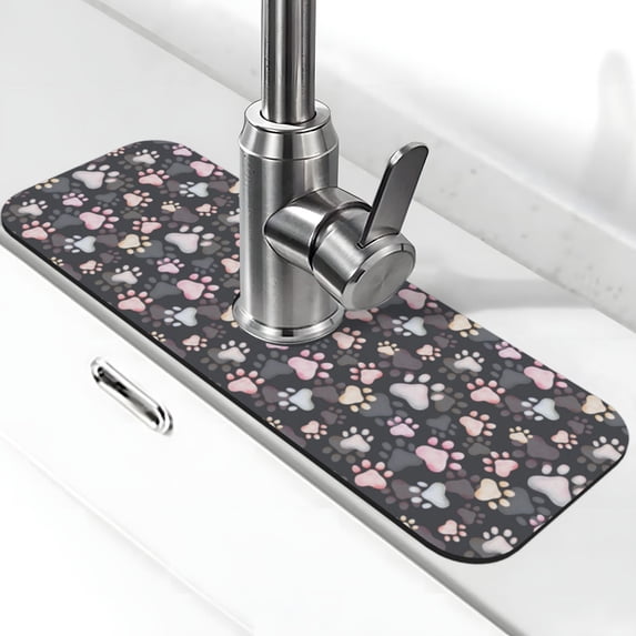 Sikiie Colorful Paws Of Dog Splash Guard for Sink Faucet-1 PC Super Absorbent Fast Drying Mat Sink Gadgets-Splash Guard for Kitchen, Sink Mat