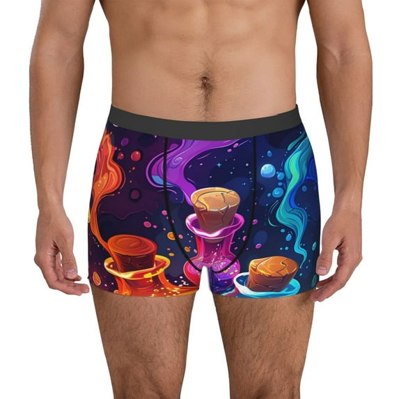 Sikiie Colorful Potion Bottles Magic Print Men's Boxer Briefs, Elastic Waistband Boxer Briefs Leggings-Large