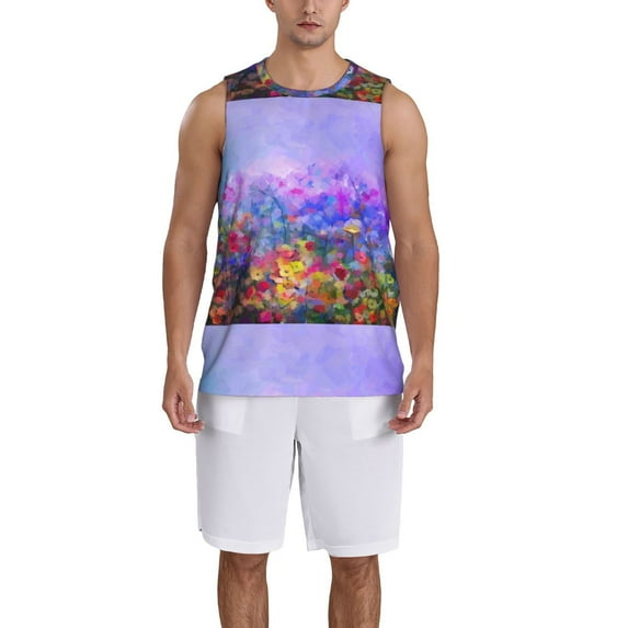 Sikiie Colorful Purple Cosmos Flower Basketball Jersey Reversible Men's Mesh Athletic Sports Shirts Training Practice S-4XLLarge