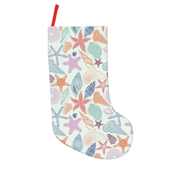Sikiie Colorful Seashells Christmas Stockings,18 Inches Christmas Stockings Xmas Hanging Stockings for Family Christmas Decorations & Gifts