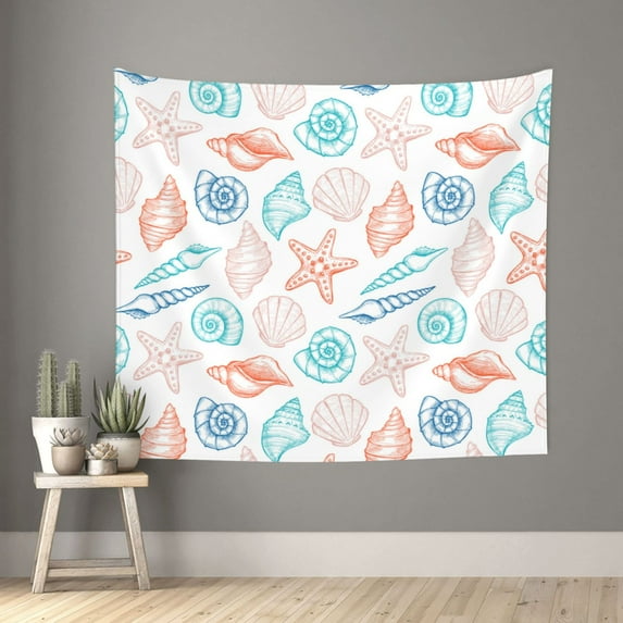 Sikiie Colorful Seashells1 tapestry wall hanging home decor for bedrooms, living rooms, dorms 60x51in
