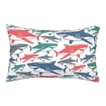 thumbnail image 1 of Sikiie Colorful Shark Print Plush Pillow Cover, Wrinkle-proof and Stain-resistant Pillow Protector without Pillow Core, Home Decoration-16"x24", 1 of 6