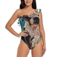thumbnail image 1 of Sikiie Colorful Sky Puppy Print Women One Piece Swimsuits Tummy Control One Shoulder Bathing Suits Ruffle Swimwear, From S to XXL-XX-Large, 1 of 6