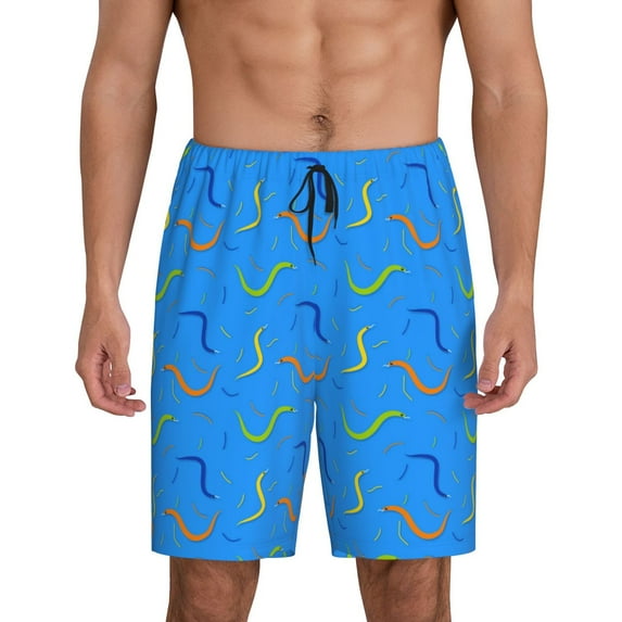 Sikiie Colorful Snake Mens Pajama Shorts, Lightweight Lounge Pant with Pockets Soft Sleep Pj Shorts for Men4X-Large
