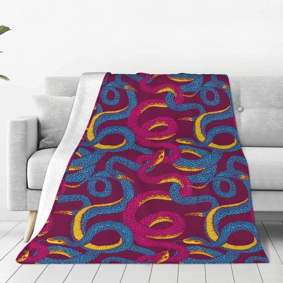 Sikiie Colorful Snake Ultra-Soft Micro flannel Blanket Luxury All Seasons Warm Blanket for Bedding Sofa and Travel (4 sizes)-80"x60"