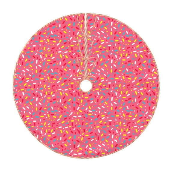 Sikiie Colorful Sprinkles Donuts Christmas Tree Skirt, Christmas Tree Decorations, Christmas Decor, Tree Mat Decoration(30-48IN)-48"