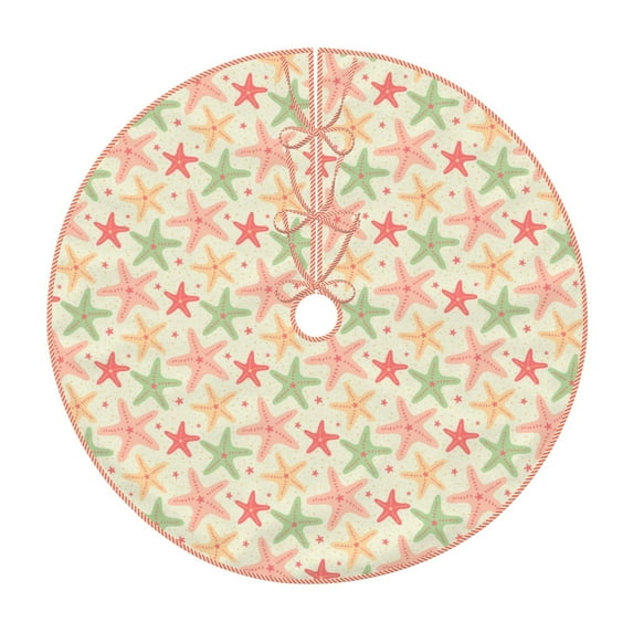 Sikiie Colorful Starfish Nativity Christmas Tree Skirt, Jesus Christian Winter Holiday Tree Mat Decoration(30-48IN)36"