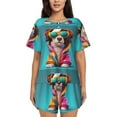 thumbnail image 1 of Sikiie Colorful Sunglasses Dog Womens Pajama Sets Short Sleeve Top With Pants Sleepwear 2 Piece Lounge Set-Medium, 1 of 6