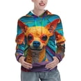 thumbnail image 1 of Sikiie Colorful Textured Chihuahua Women's Casual Hoodies Long Sleeve Lightweight Pullover Tops Loose Sweatshirt-Small, 1 of 7
