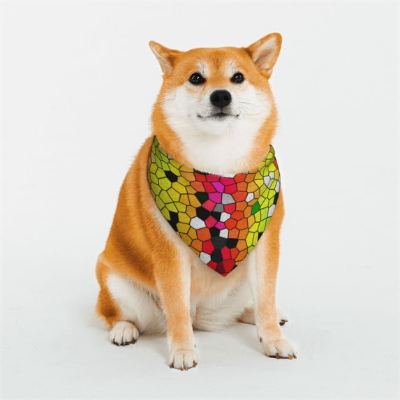 Sikiie Colorful Tie Dye Stained Glass 1 Dog Bandanas-Dog Scarf Bib Kerchief Breed for Dogs and Small for Pets Gift-Medium