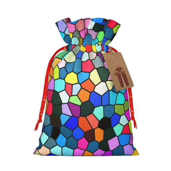 Sikiie Colorful Tie Dye Stained Glass 2 Christmas Gift Bags, Birthday gift bags Xmas Presents Bags Holiday Gift Bags for Christmas Gifts, Weddings and Birthday-Small