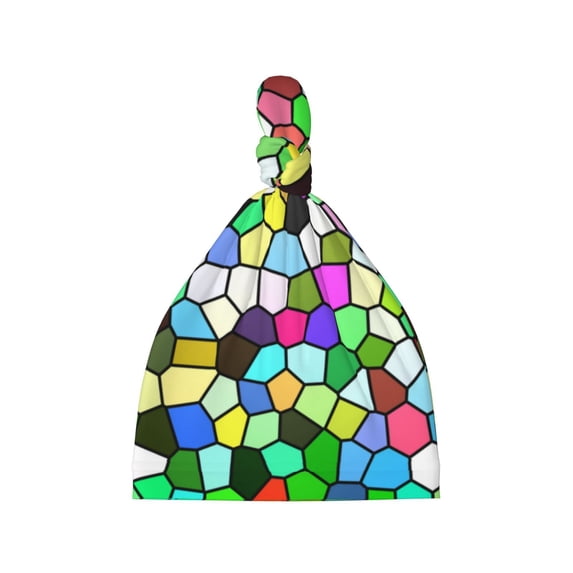 Sikiie Colorful Tie Dye Stained Glass Baby Newborn Hats, Infant Knotted Baby Hat, Beanie Top Knot Caps for Baby Boys Girls
