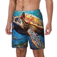 thumbnail image 1 of Sikiie Colorful Underwater Sea Turtle Print Men's Double Layer Swimming Trunks, Adjustable Waistband and Pockets Sports Swimming Trunks, Beach Swimwear-X-Large, 1 of 6