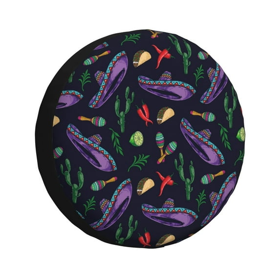 Sikiie Colorful Vintage Cactuses PVC Leather Spare Tire Wheel Cover Spare Tire Cover, for Car Truck SUV Camper Trailer Universal Fit(14-17in)-17 inch
