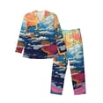 thumbnail image 1 of Sikiie Colorful Whimsical Earth Mens Pajama Set, Soft Warm Long Sleeve Sleepwear, Cozy Button-Down Pjs for Men-Small, 1 of 7