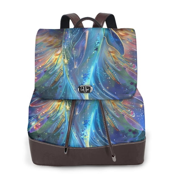 Sikiie Colorful Winged Dolphin Women Genuine Leather Backpack Fashion Rucksack Daypack Leather Casual Travel Backpacks for Women
