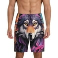 thumbnail image 1 of Sikiie Colorful Wolf Head A Mens Pajama Shorts, Lightweight Lounge Pant with Pockets Soft Sleep Pj Shorts for Men3X-Large, 1 of 6