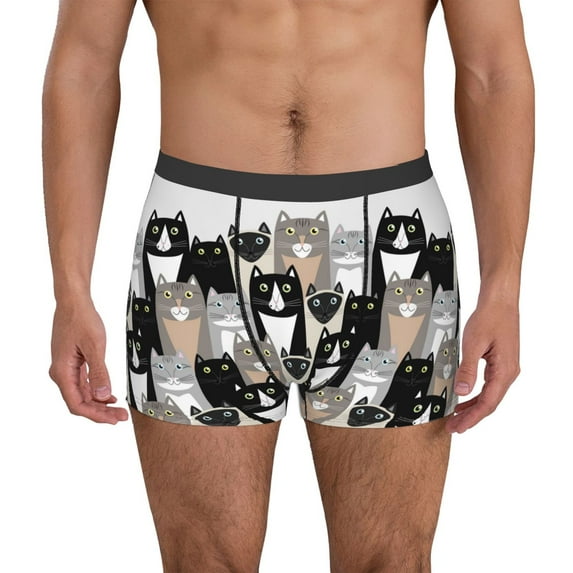 Sikiie Colors Cats Print Men's Boxer Briefs, Elastic Waistband Boxer Briefs Leggings-XX-Large