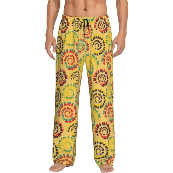 Sikiie Colourful Tie Dye 1 Mens Pajama Pants Sleep & Lounge Pants, PJ Bottoms With elastic waistb and Pockets Small