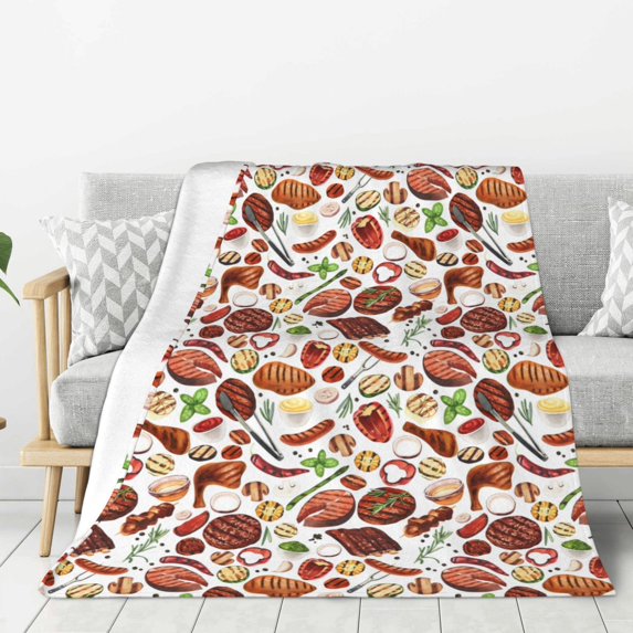 Sikiie Cooking Bbq Cozy Flannel Fleece Throw Blanket: Lightweight & Thick for All Seasons - Perfect for Women, Men, & Kids"60"x50"