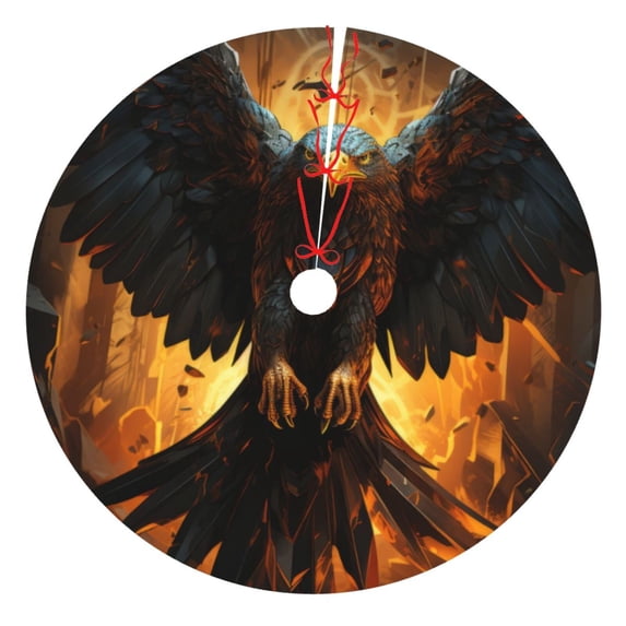 Sikiie Cool Black Eagle 30-48 inches {designName} Print Christmas Tree Skirt Snowman Xmas Tree Skirt with Edge Christmas Decorations for Holiday Party30"