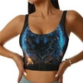 thumbnail image 1 of Sikiie Cool Blue Light Wolf Print Strappy Sports Bra for Women Padded Push Up Sports Bra Athletic Running Sports Bra Workout Bra Yoga Bra, 1 of 5