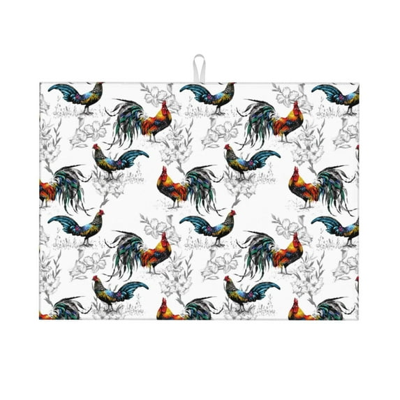 Sikiie Cool Chicken Dish Drying Mat, Kitchen Counter Mat, Self Drying Mat for Kitchen Counter Dish Drying Pad ,for Dishes, Utensils, Pots and Pans(24" x 18")