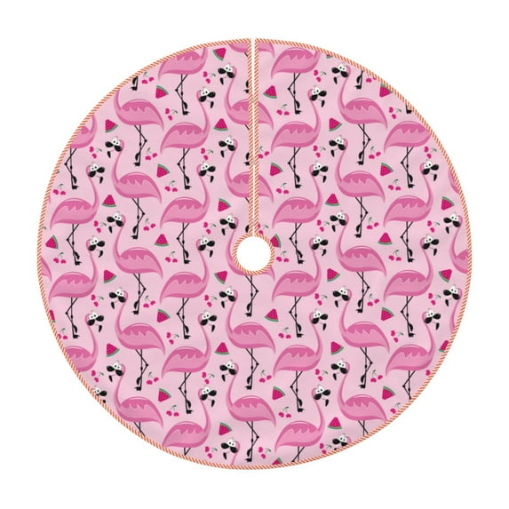 Sikiie Cool Flamingos Nativity Christmas Tree Skirt, Jesus Christian Winter Holiday Tree Mat Decoration(30-48IN)36"