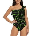 thumbnail image 1 of Sikiie Cool Gamepad Print Women One Piece Swimsuits Tummy Control One Shoulder Bathing Suits Ruffle Swimwear, From S to XXL-XX-Large, 1 of 6