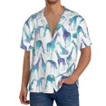 thumbnail image 1 of Sikiie Cool Giraffe Men's Wrinkle Free Untucked Cuban Shirt Business Casual Button Down Shirts Short Sleeve ShirtXX-Large, 1 of 5