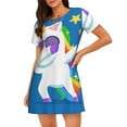 thumbnail image 1 of Sikiie Cool Unicorn Star Golden Print Women's Short-sleeved Nightdress, Round Neck Pullover Nightdress Pajamas Summer Home Wear, 1 of 6